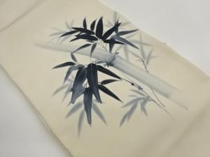 作家物　塩瀬金彩手描き竹模様名古屋帯
